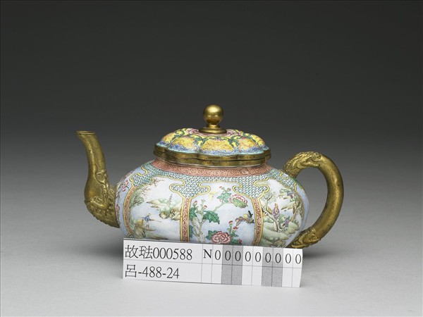 銅胎畫琺瑯瓜瓣壺