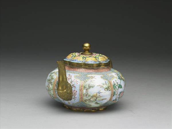 銅胎畫琺瑯瓜瓣壺