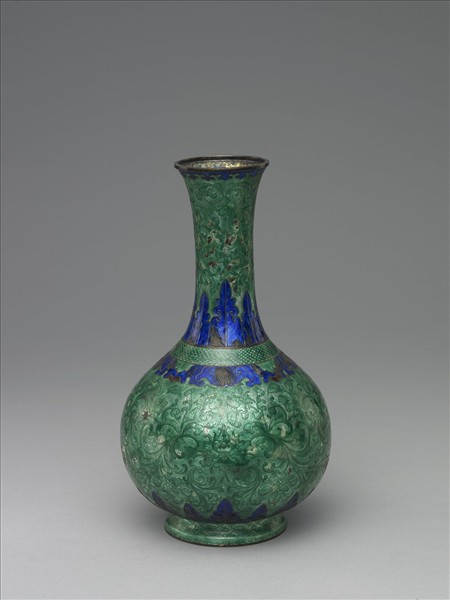 銀胎內填琺瑯長頸瓶