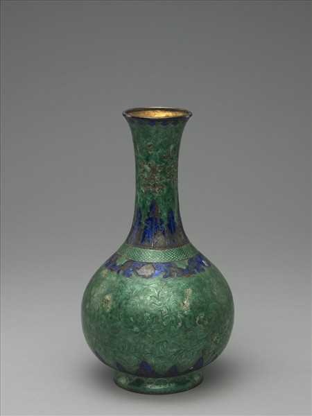 銀胎內填琺瑯長頸瓶