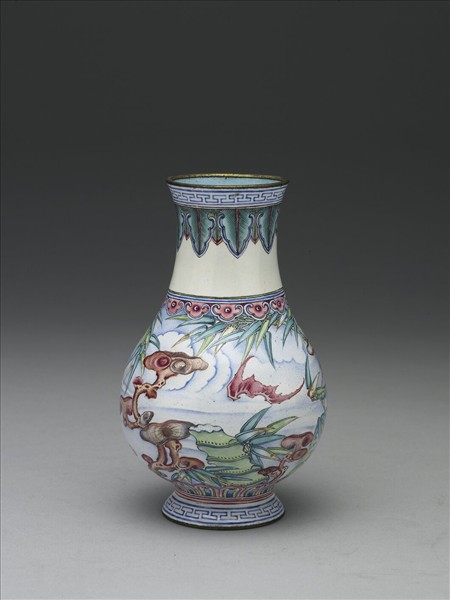 銅胎畫琺瑯福壽瓶