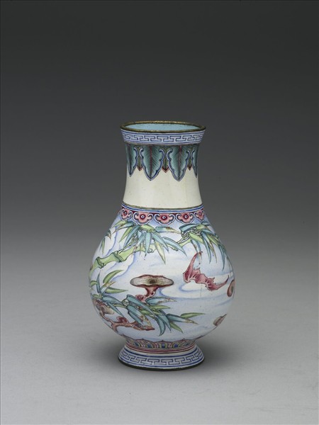 銅胎畫琺瑯福壽瓶