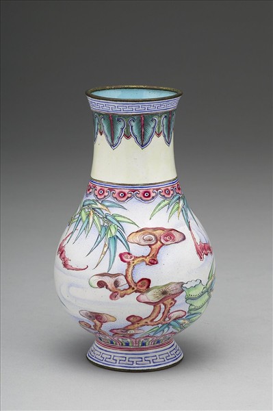 銅胎畫琺瑯福壽長春瓶