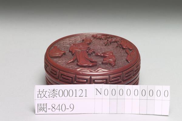 剔紅仕女戲童圓盒