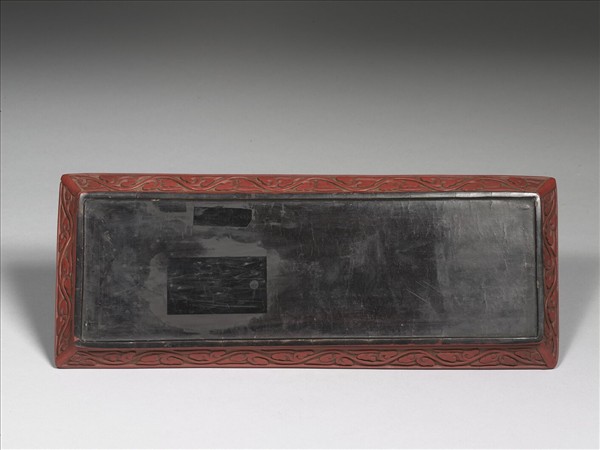 剔紅江岸人物長方盤