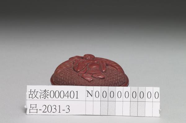 剔紅布袋彌勒人物圓盒