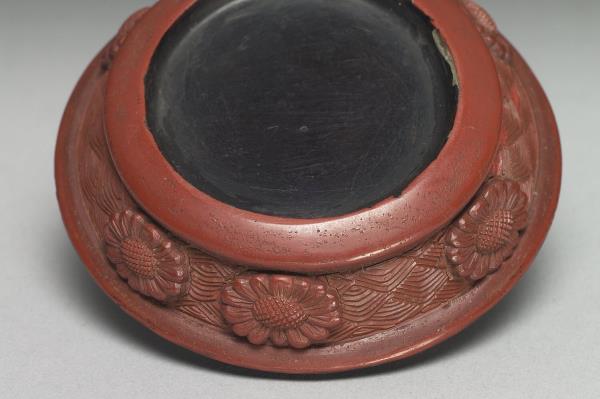 剔紅布袋彌勒人物圓盒