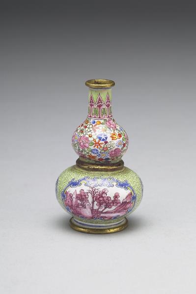 銅胎畫琺瑯山水瓶