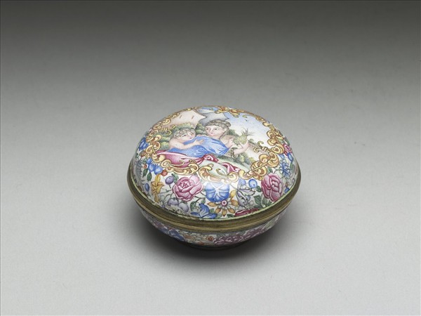 銅胎畫琺瑯西洋母子圖盒