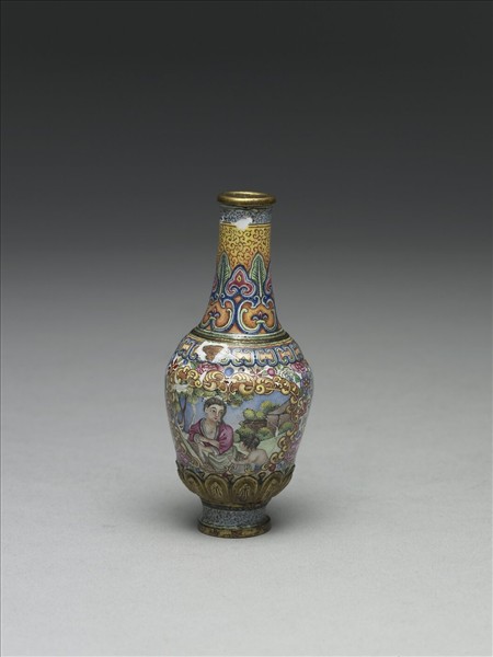 銅胎畫琺瑯西洋母子圖瓶