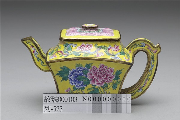 銅胎畫琺瑯牡丹方壺