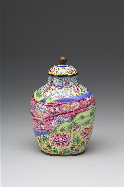銅胎畫琺瑯包袱紋蓋罐