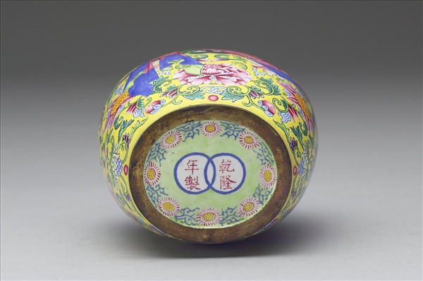 銅胎畫琺瑯包袱紋蓋罐