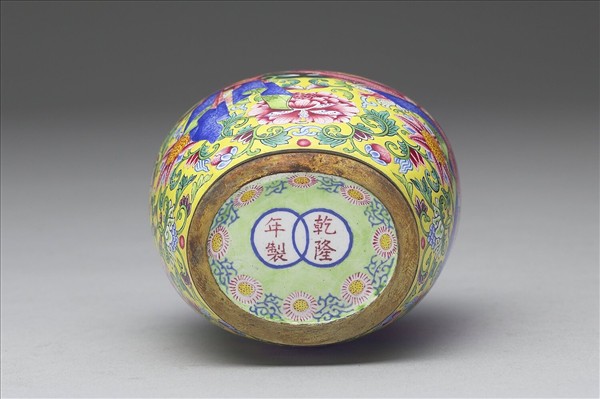 銅胎畫琺瑯包袱紋蓋罐