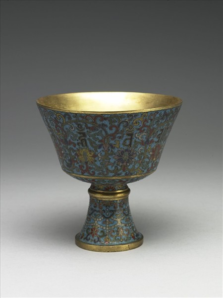 掐絲琺瑯高足把杯