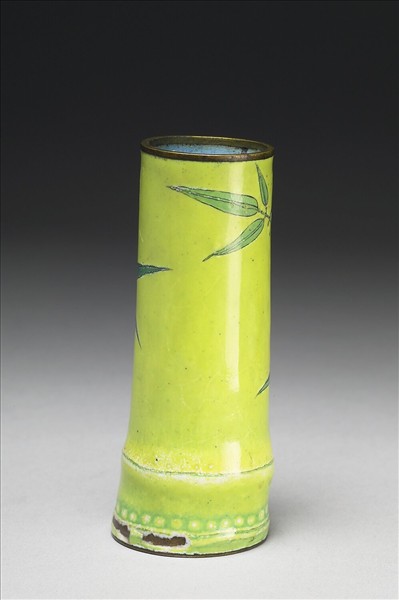 銅胎畫琺瑯綠竹瓶