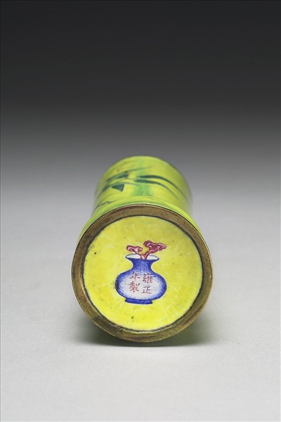 銅胎畫琺瑯綠竹瓶