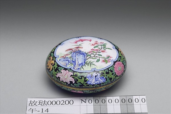 銅胎畫琺瑯福壽扁圓盒