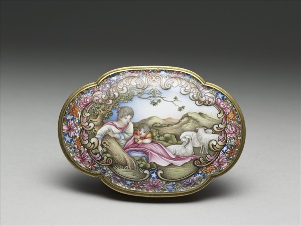 銅胎畫琺瑯海棠式盒