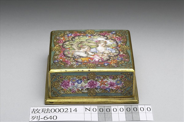 銅胎畫琺瑯印色盒