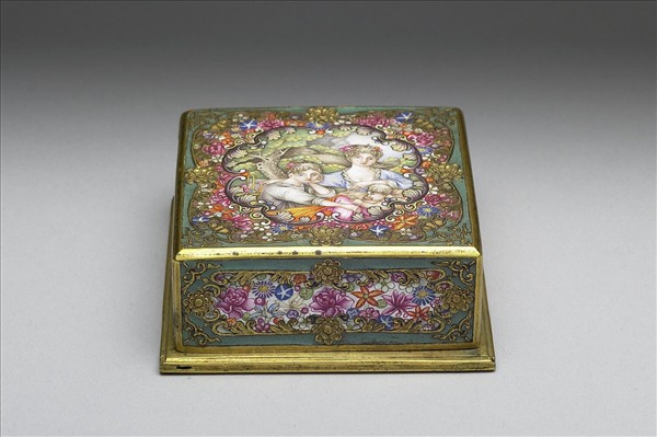 銅胎畫琺瑯印色盒