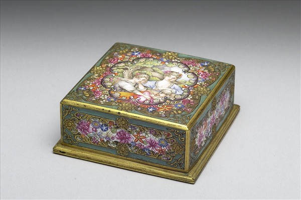 銅胎畫琺瑯印色盒