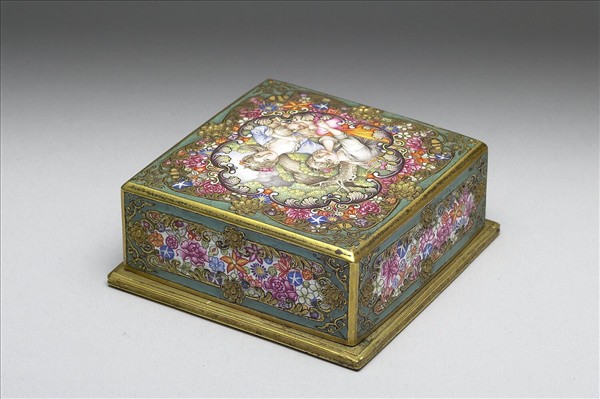 銅胎畫琺瑯印色盒