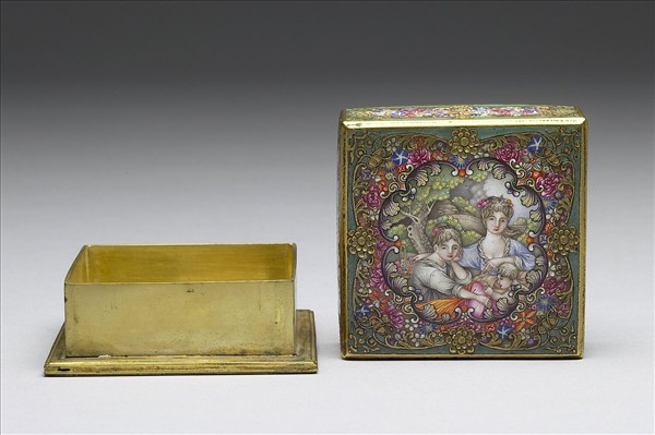 銅胎畫琺瑯印色盒