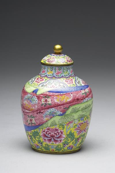 銅胎畫琺瑯包袱紋蓋罐