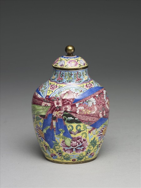 銅胎畫琺瑯包袱紋蓋罐