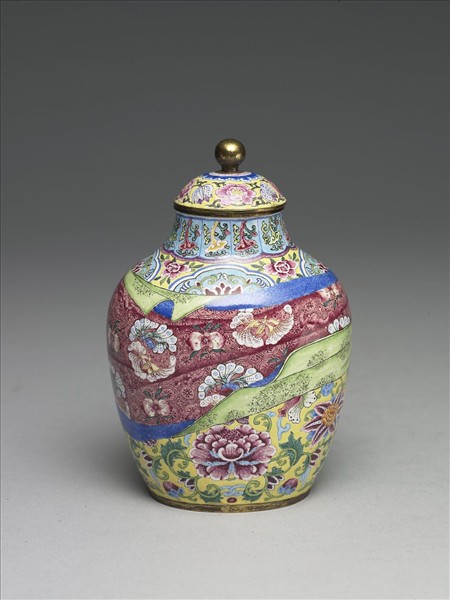 銅胎畫琺瑯包袱紋蓋罐