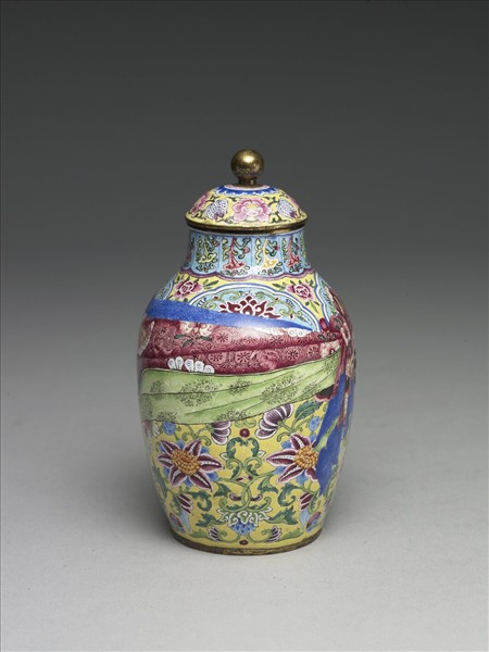 銅胎畫琺瑯包袱紋蓋罐