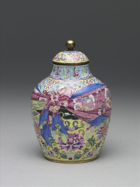 銅胎畫琺瑯包袱紋蓋罐