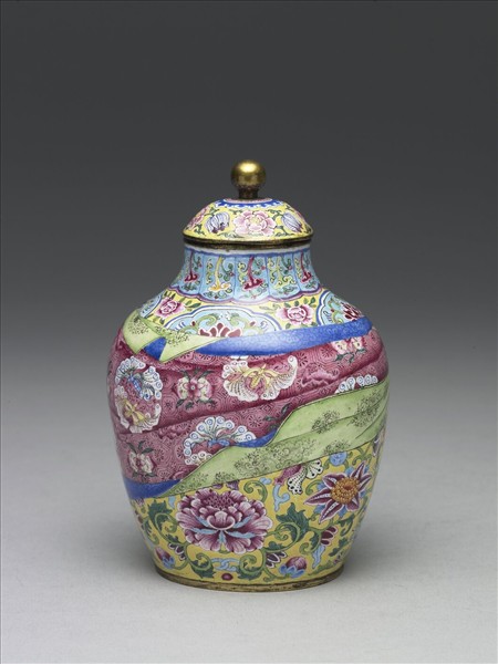 銅胎畫琺瑯包袱紋蓋罐