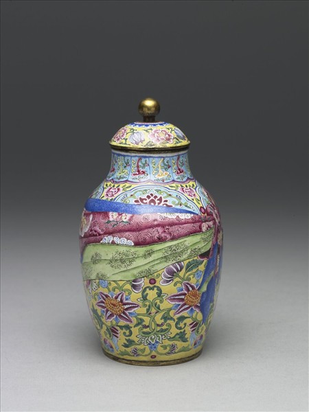 銅胎畫琺瑯包袱紋蓋罐