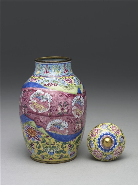 銅胎畫琺瑯包袱紋蓋罐