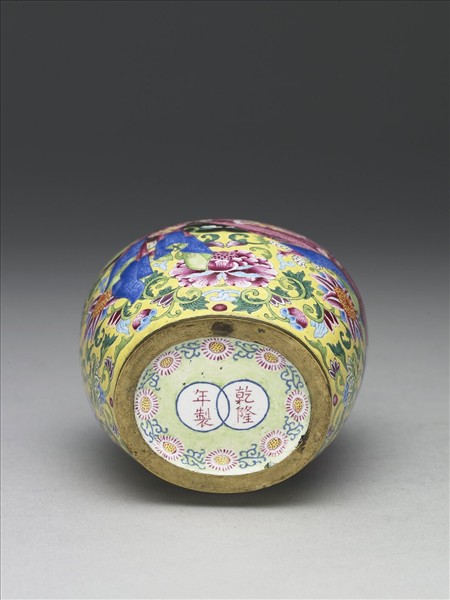 銅胎畫琺瑯包袱紋蓋罐