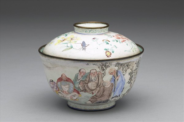 銅胎畫琺瑯羅漢蓋碗