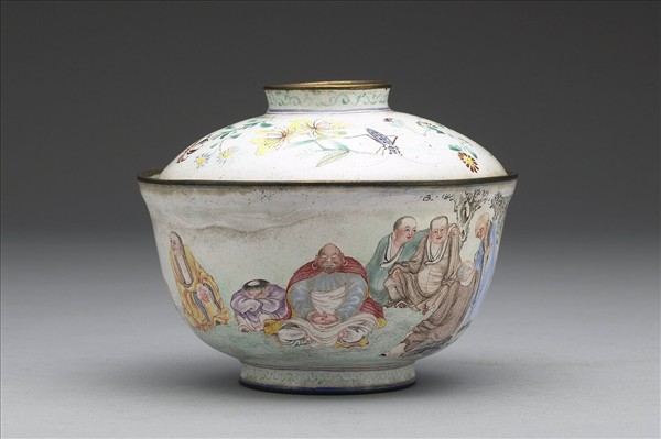 銅胎畫琺瑯羅漢蓋碗