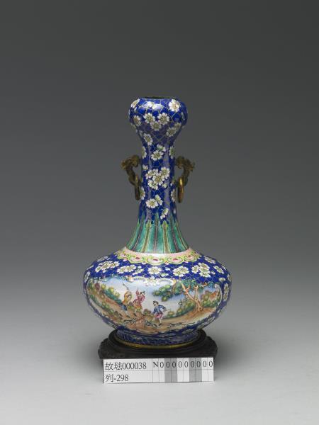 銅胎畫琺瑯雙耳蒜頭瓶