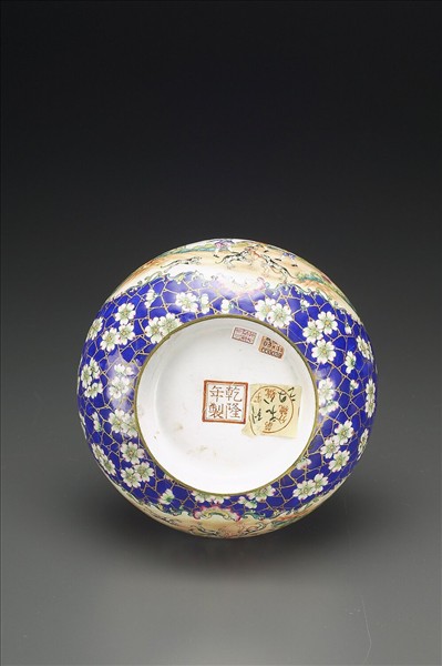 銅胎畫琺瑯雙耳蒜頭瓶