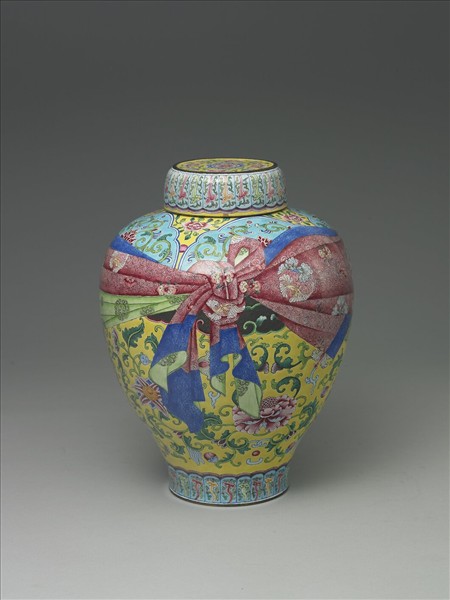 銅胎畫琺瑯包袱紋蓋罐