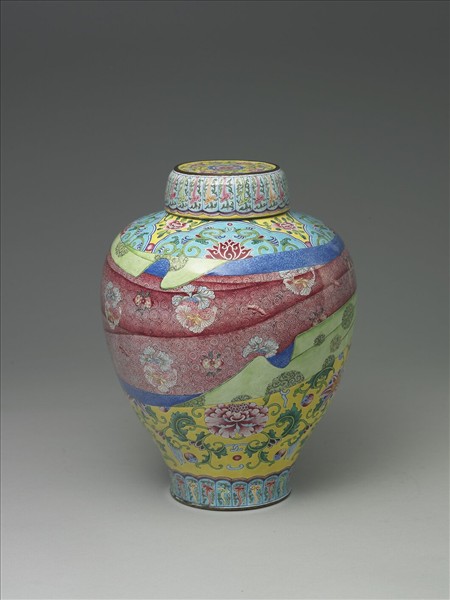 銅胎畫琺瑯包袱紋蓋罐