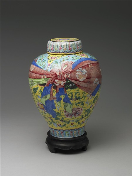 銅胎畫琺瑯包袱紋蓋罐