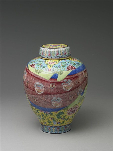 銅胎畫琺瑯包袱紋蓋罐