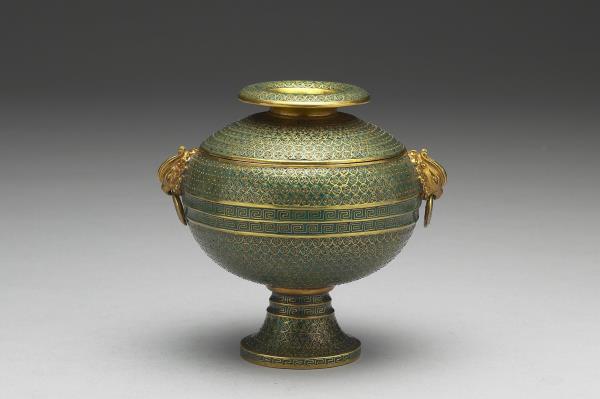 金胎掐絲琺瑯鳳耳豆