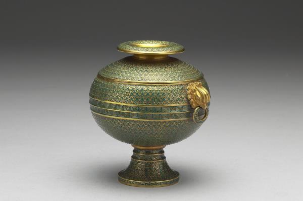 金胎掐絲琺瑯鳳耳豆