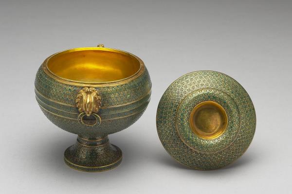 金胎掐絲琺瑯鳳耳豆