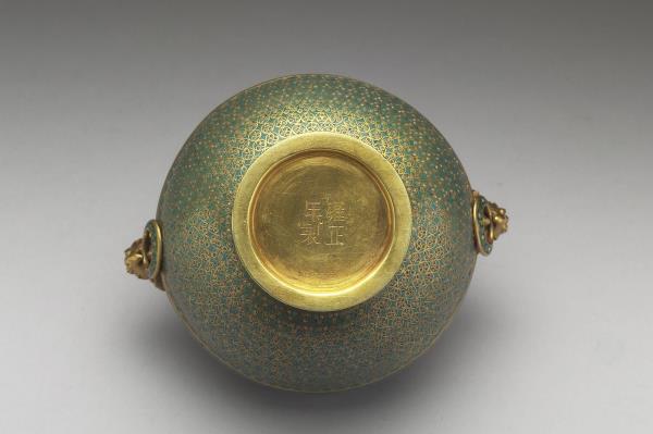 金胎掐絲琺瑯鳳耳豆
