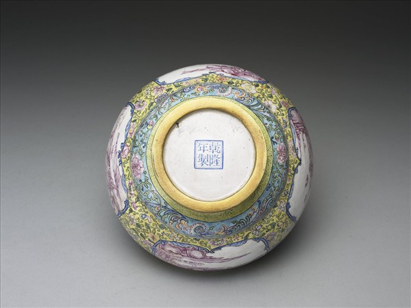 銅胎畫琺瑯風景蓋罐